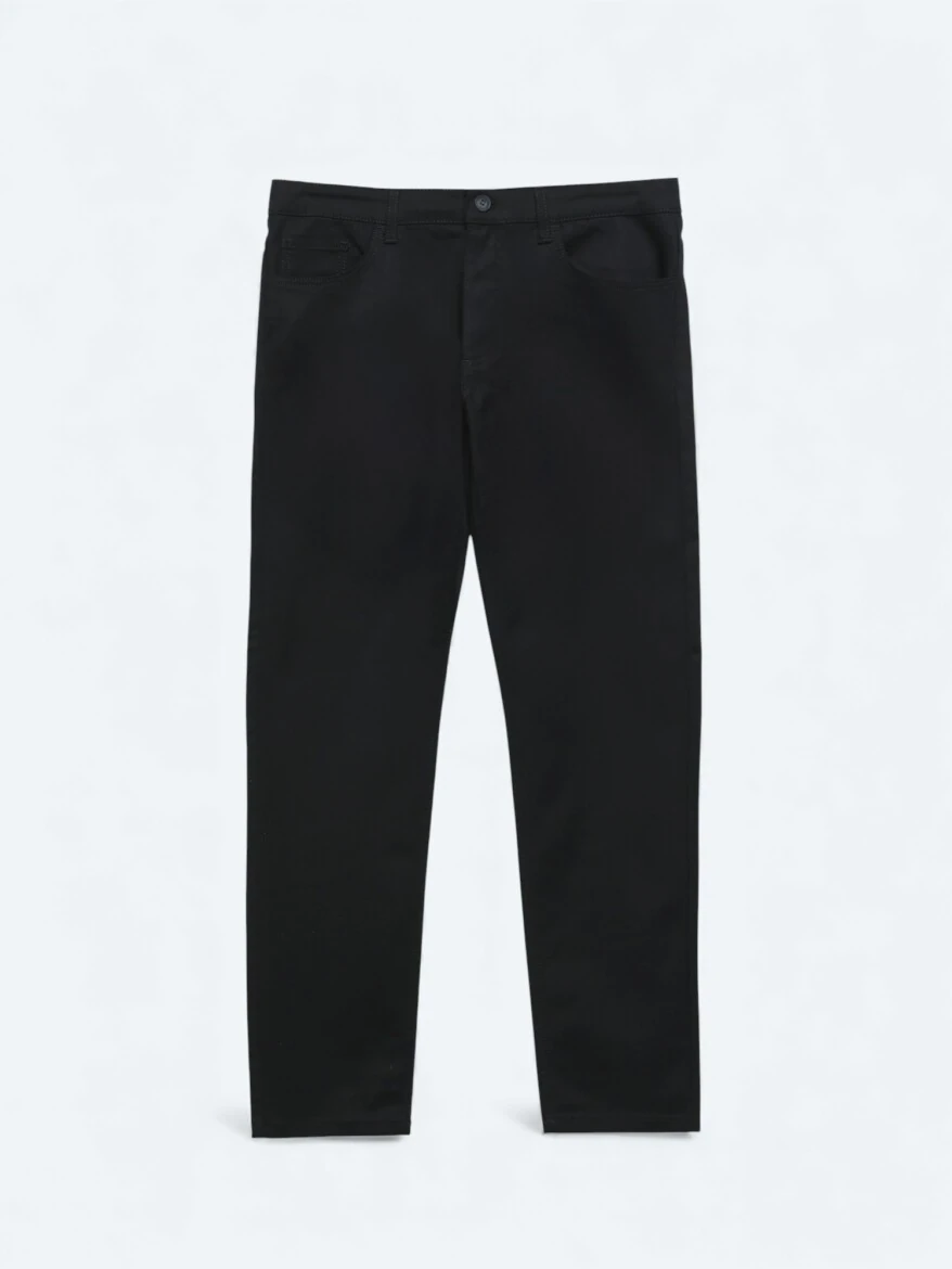 Black Weaving Slim Fit Sport Cotton Blended Trousers - KİP