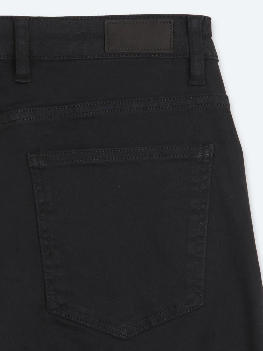 Black Weaving Slim Fit Sport Cotton Blended Trousers - 9