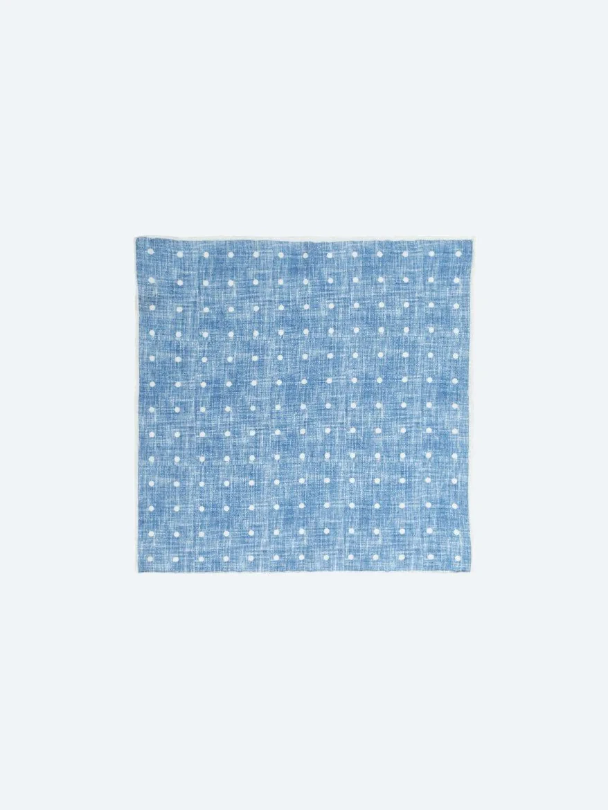 Blue %100 Keten Handkerchief 