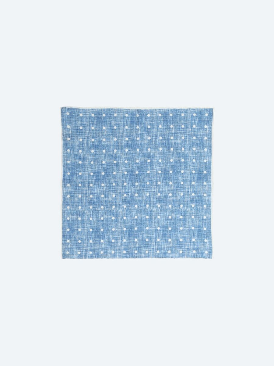 Blue %100 Keten Handkerchief - 1