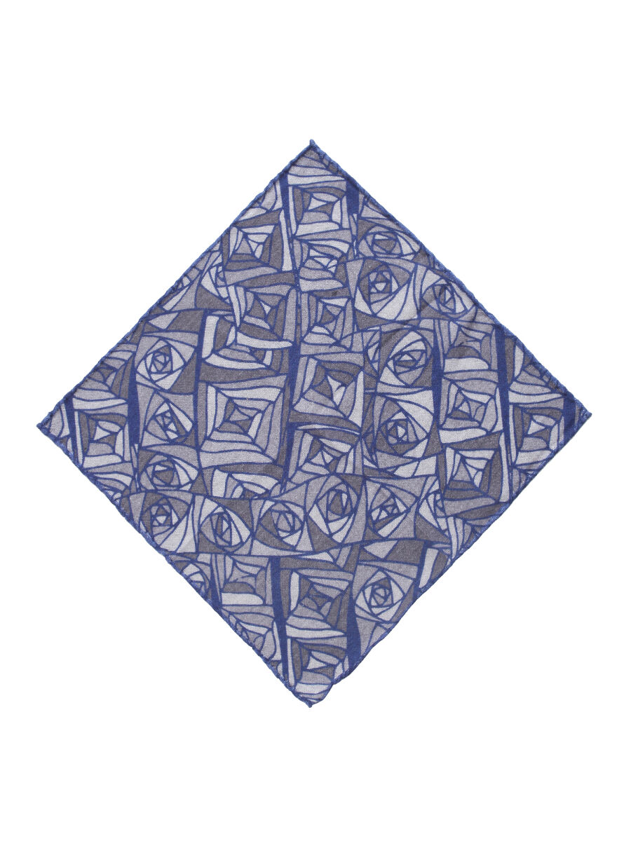 Blue %100 Yün Handkerchief - 1