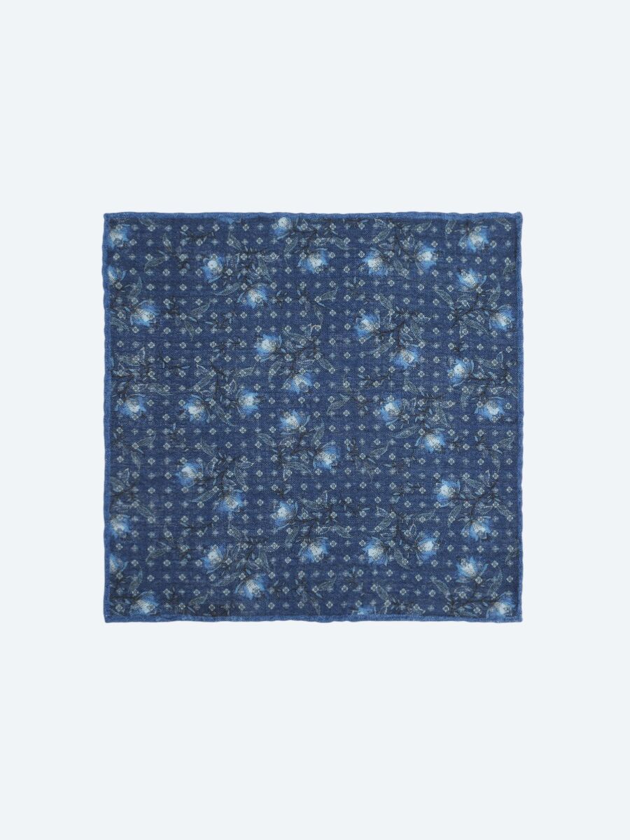 Blue %100 Yün Handkerchief - 1