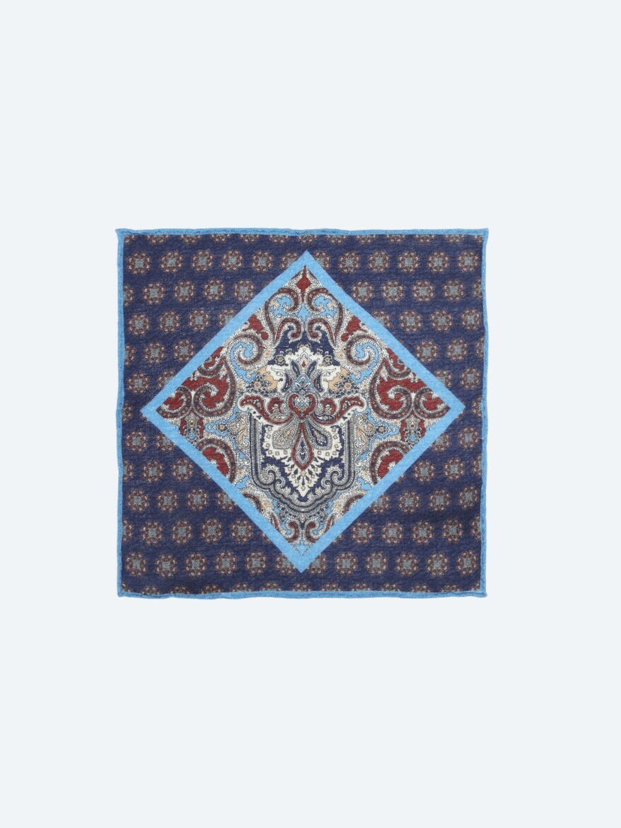 Blue %100 Yün Handkerchief 