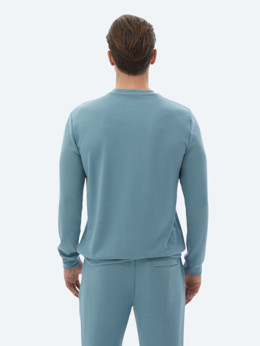 Blue Crew Neck Printed Sweatshirt - 7