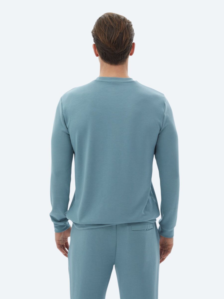 Blue Crew Neck Printed Sweatshirt - 7