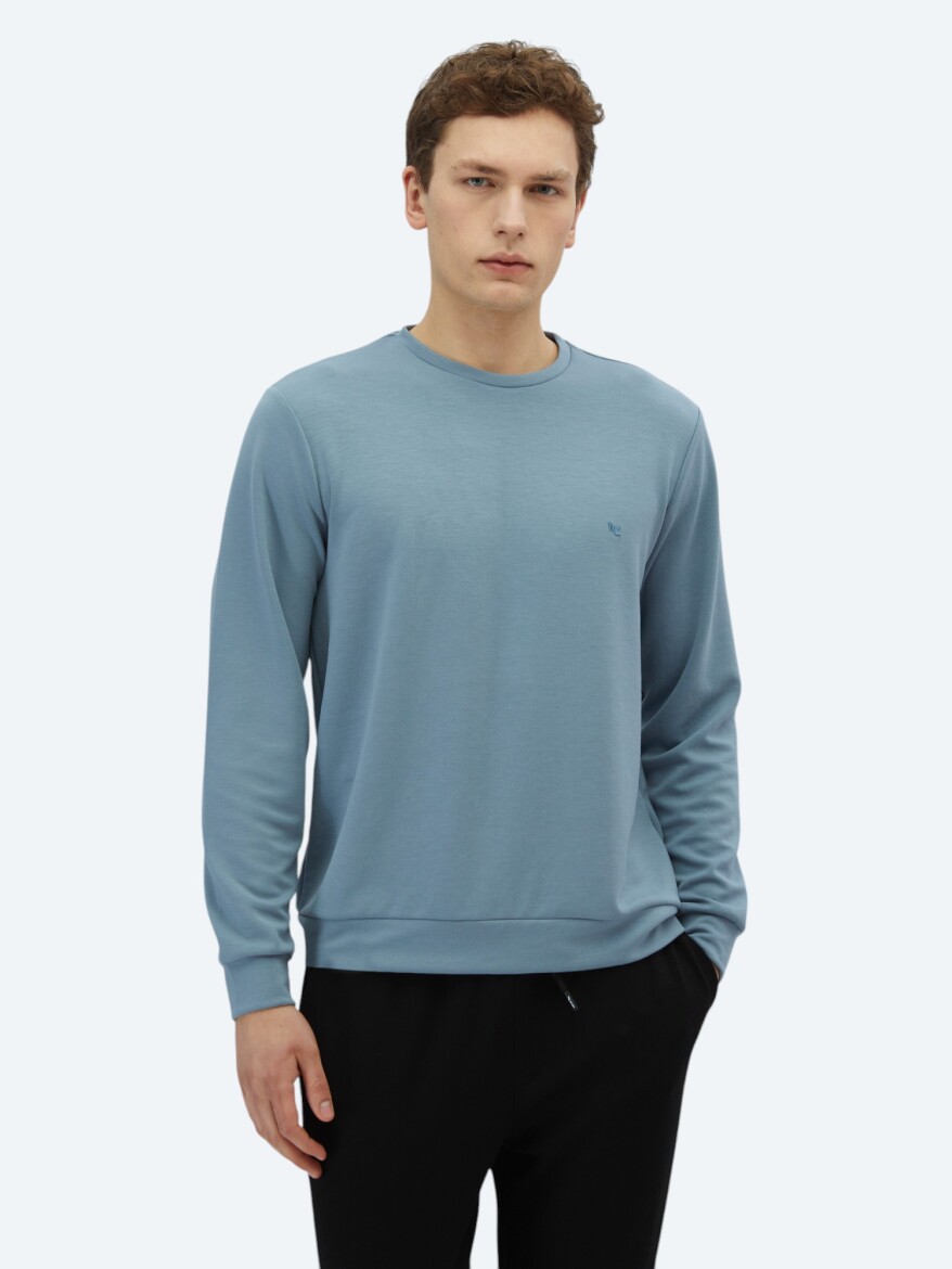 Blue Crew Neck Sweatshirt - KİP
