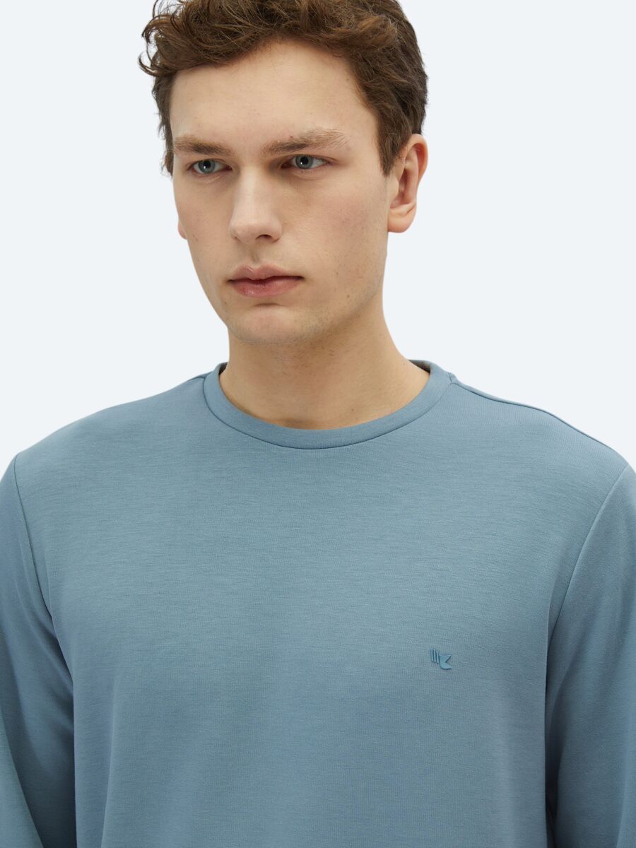 Blue Crew Neck Sweatshirt - 4