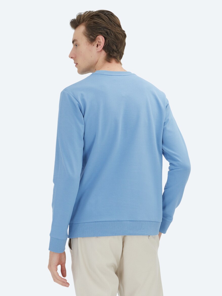 Blue Crew Neck Sweatshirt - 5