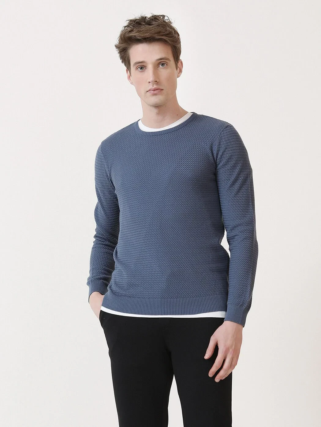 Blue Knitwear Sweatshirt - 1