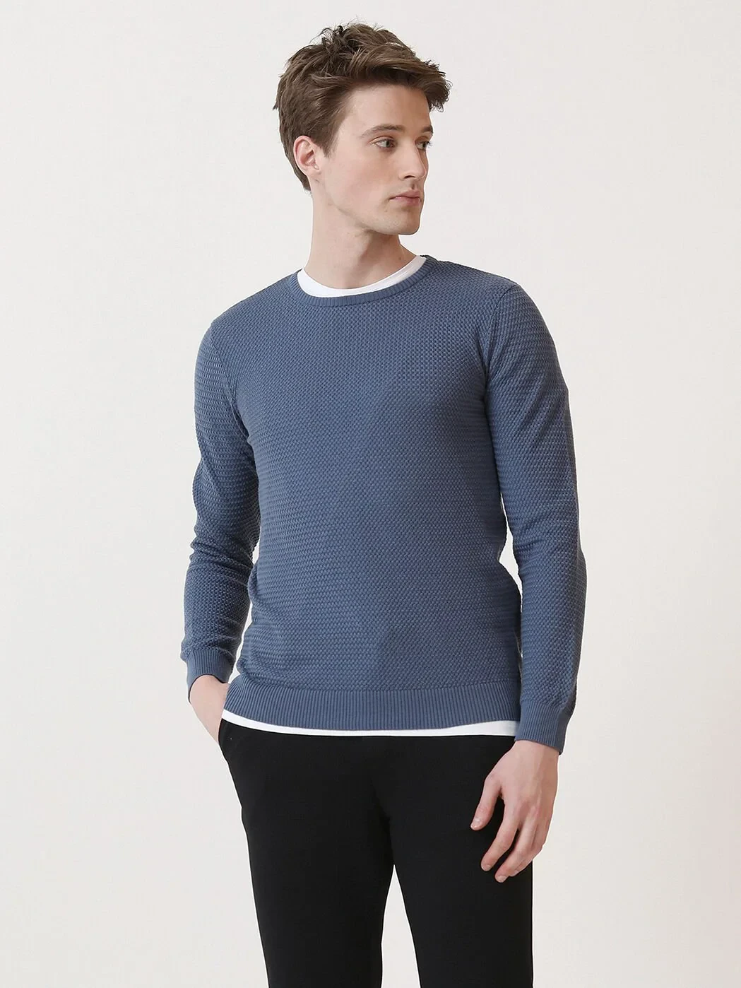 Blue Knitwear Sweatshirt - 3