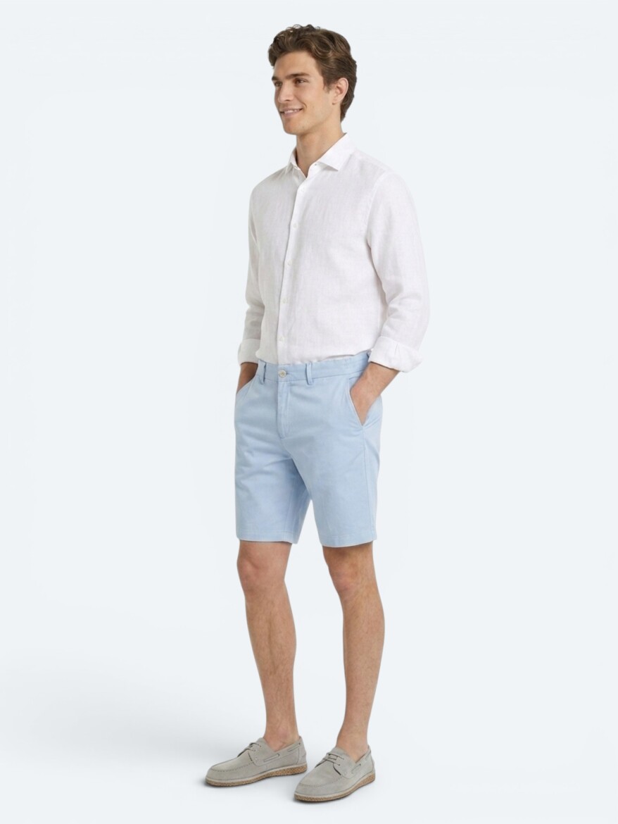 Blue Material Jogging Fit Casual Bermuda - 3