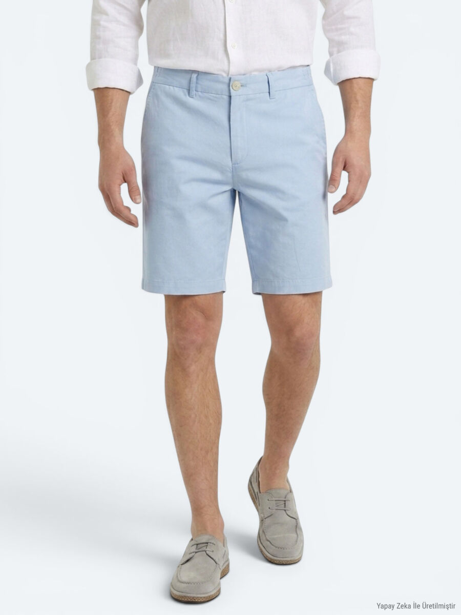 Blue Material Jogging Fit Casual Bermuda - 2