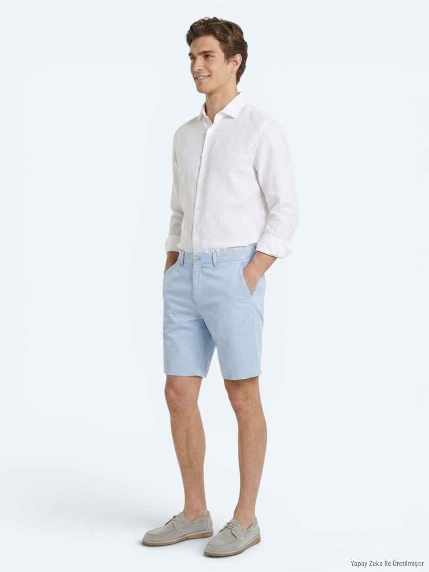 Blue Material Jogging Fit Casual Bermuda - 3
