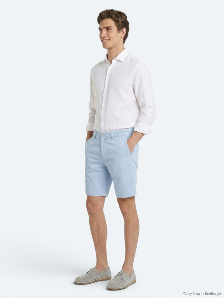 Blue Material Jogging Fit Casual Bermuda - 3