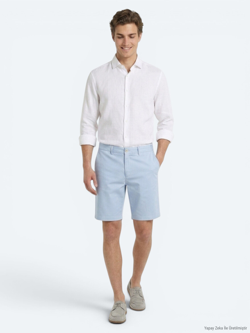 Blue Material Jogging Fit Casual Bermuda - 4