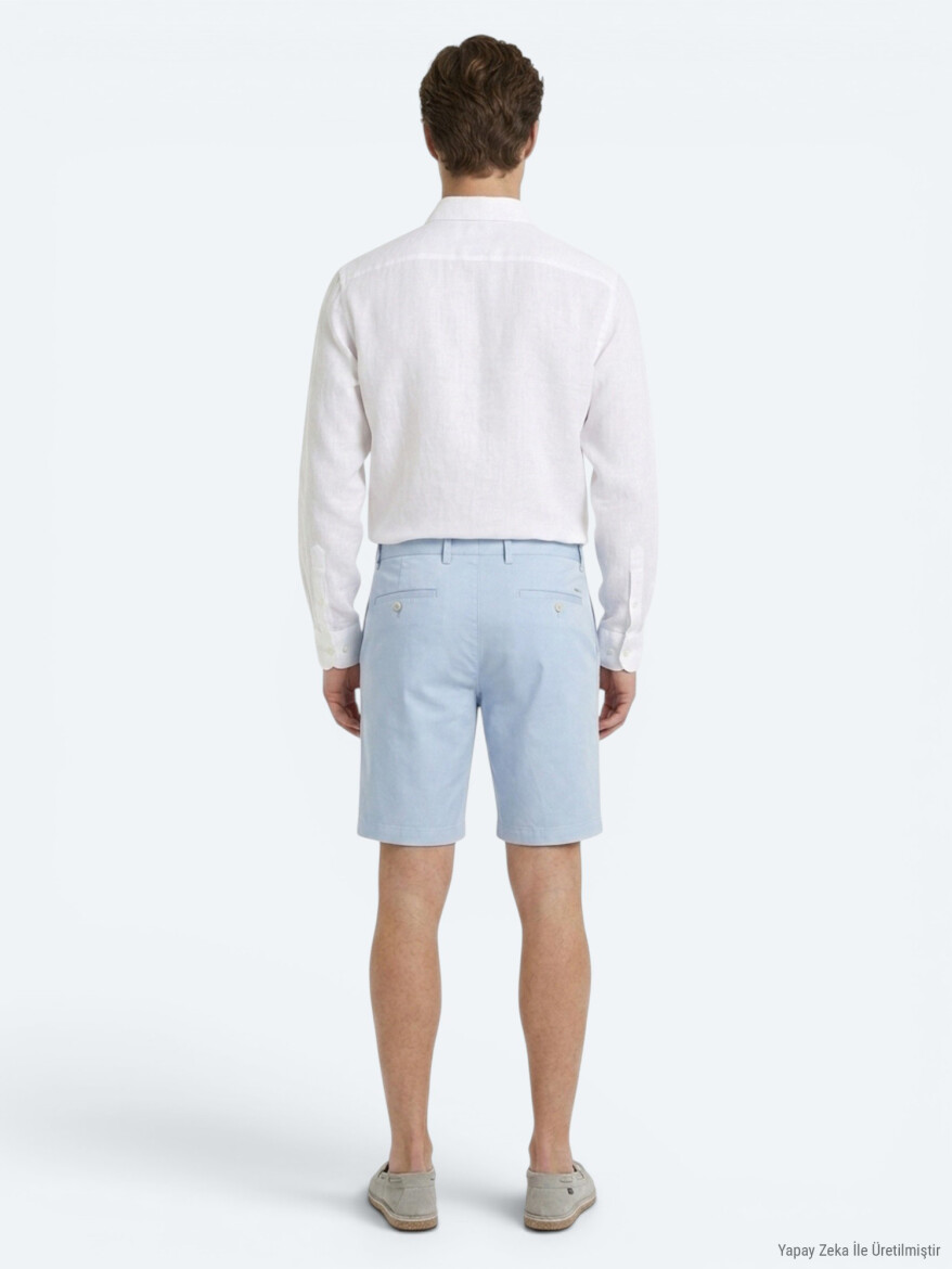 Blue Material Jogging Fit Casual Bermuda - 5