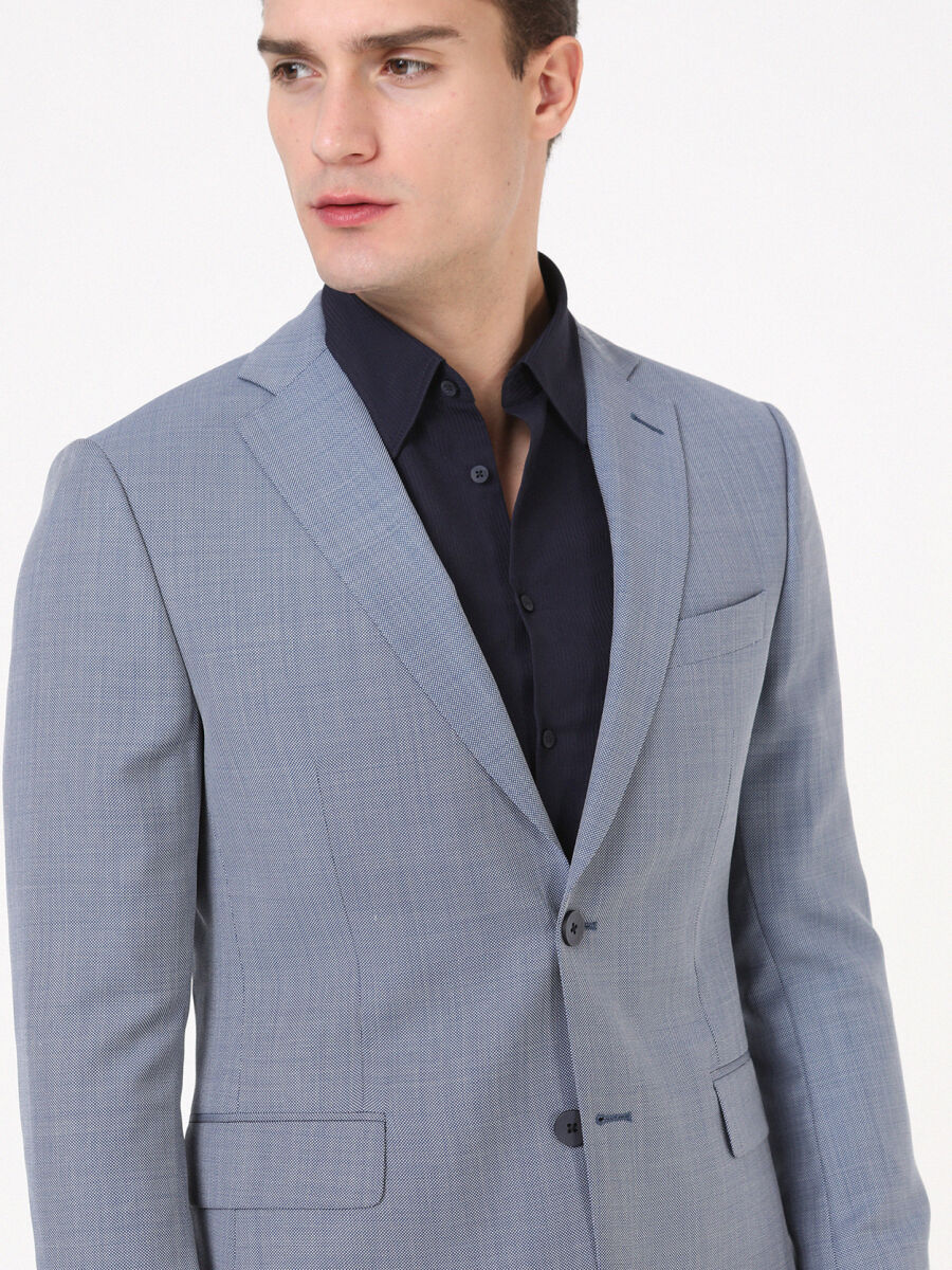 Blue Micro Modern Fit 100% Wool Suit - 2
