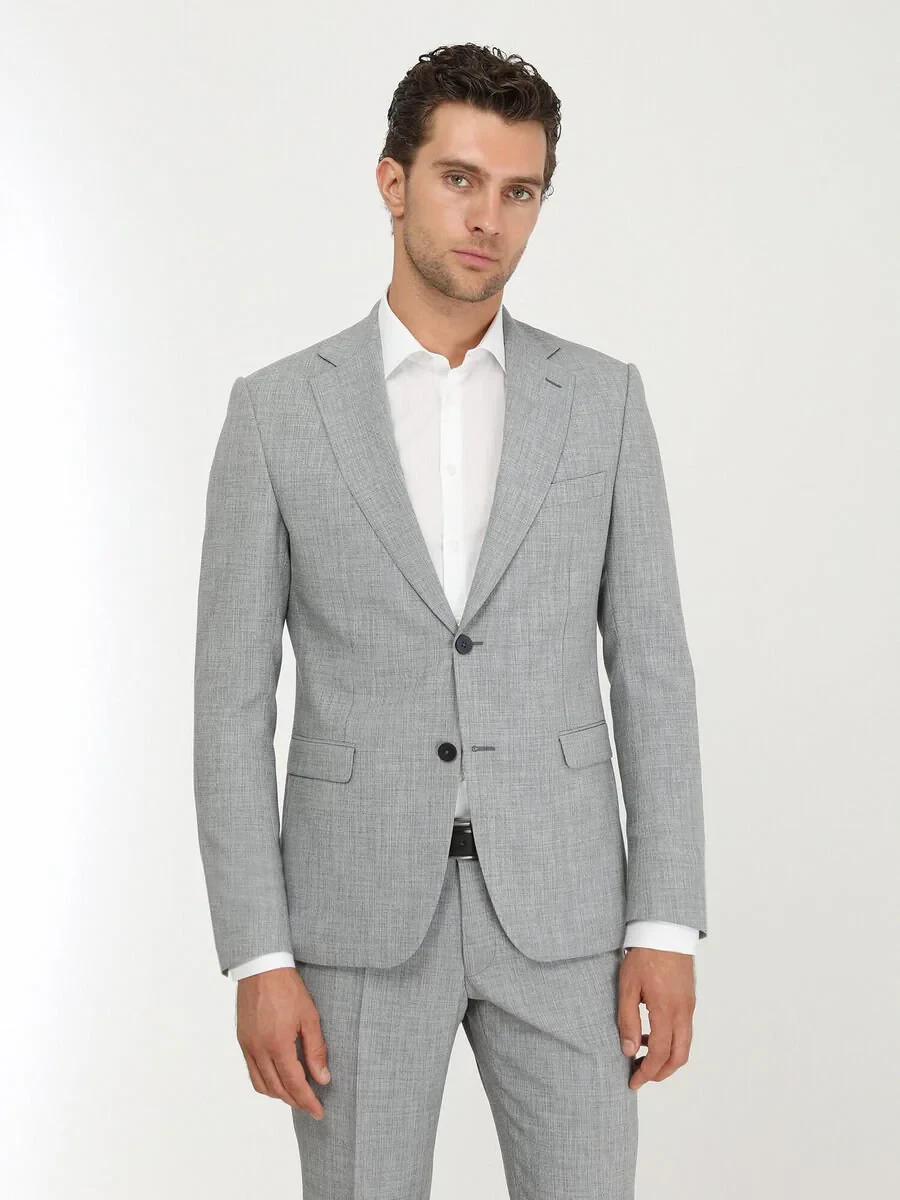 Blue Micro Modern Fit Suit - 1