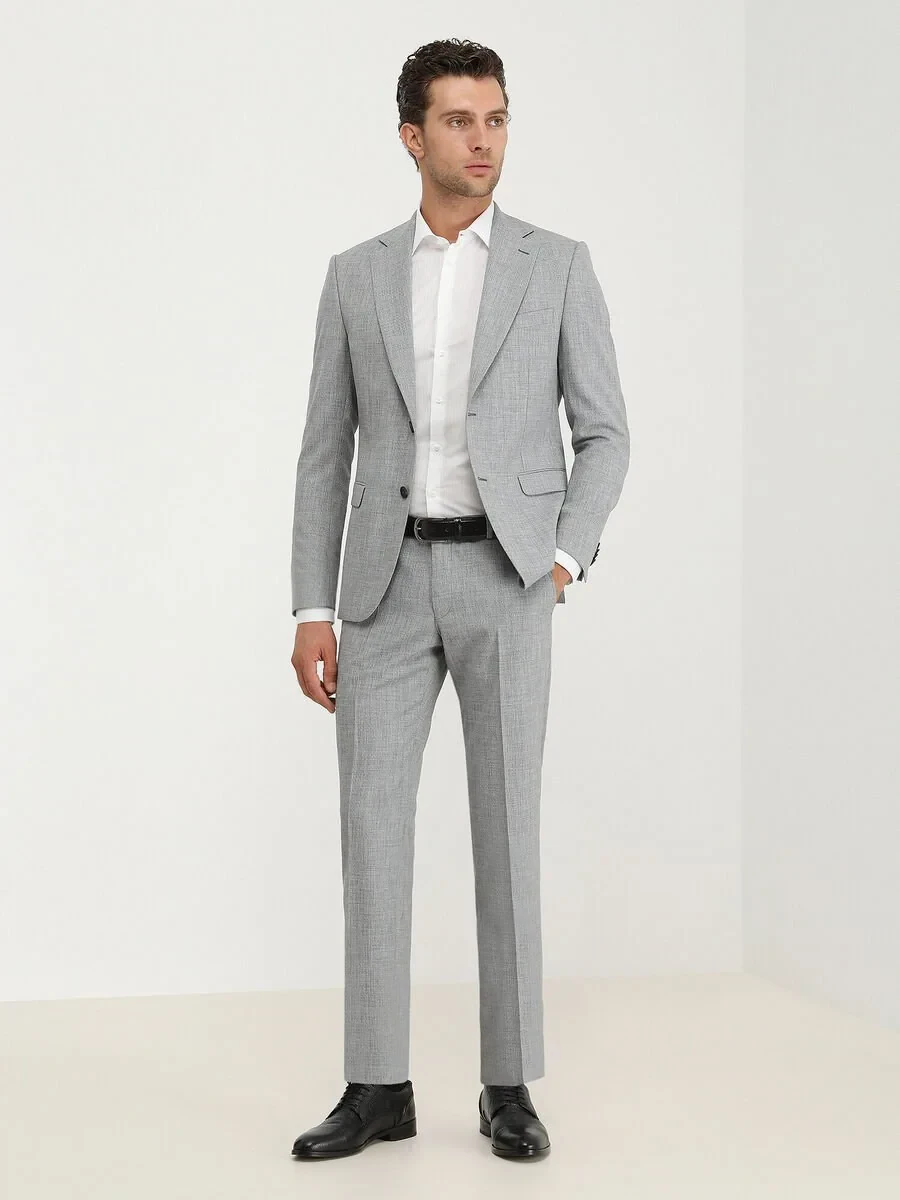 Blue Micro Modern Fit Suit - 2