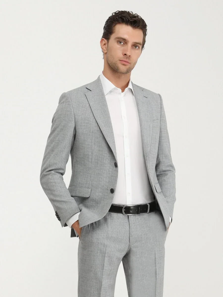 Blue Micro Modern Fit Suit - 3