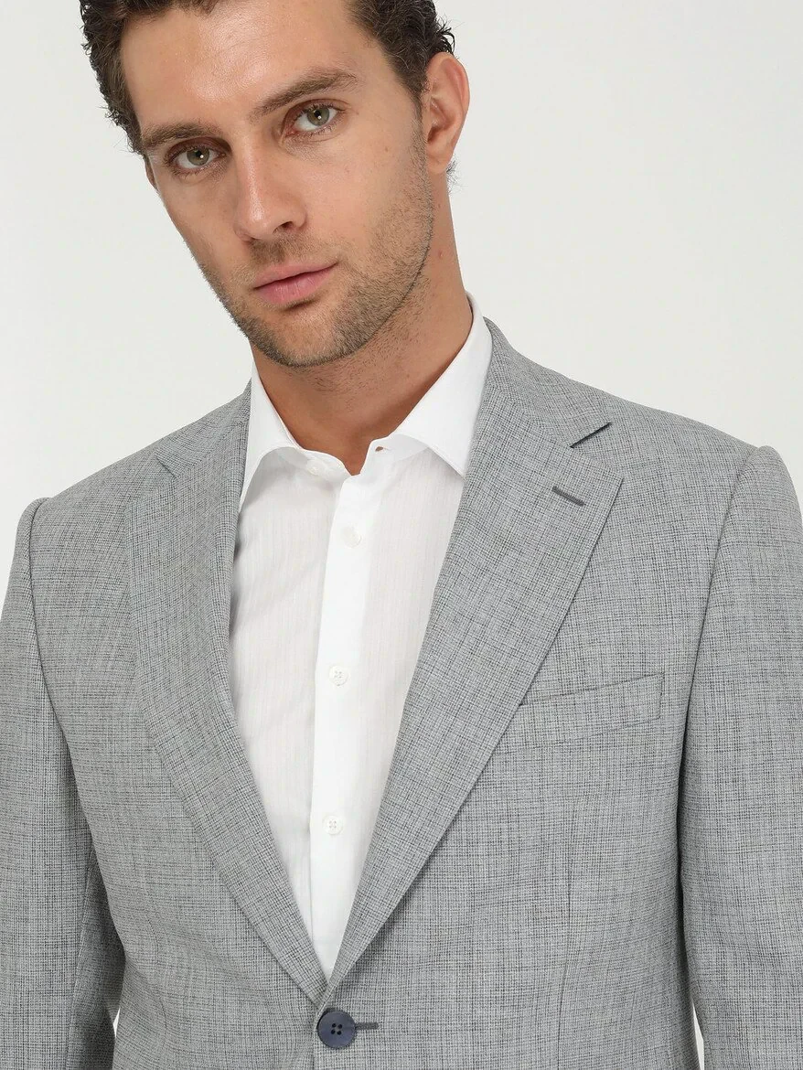 Blue Micro Modern Fit Suit - 4