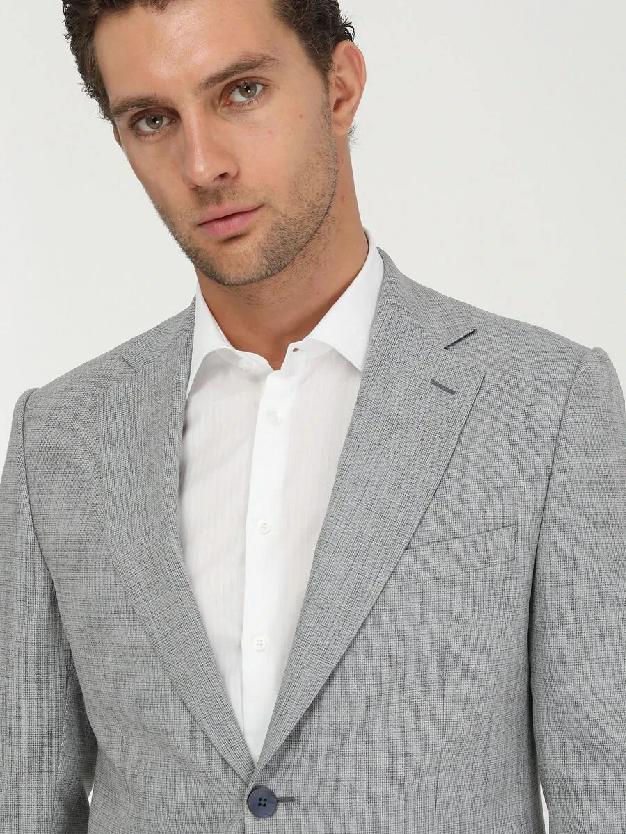 Blue Micro Modern Fit Suit - 4