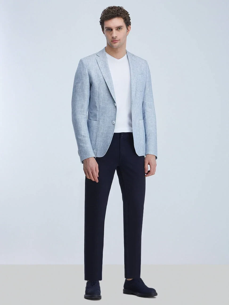 Blue Micro Regular Fit Cotton Blended Jacket - 3