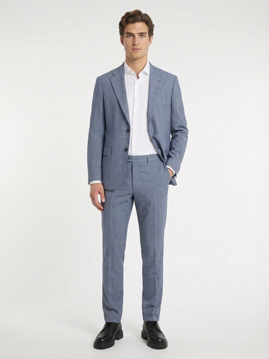 Blue Modern Fit Suit - 1