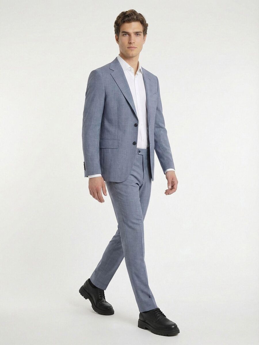 Blue Modern Fit Suit - 2