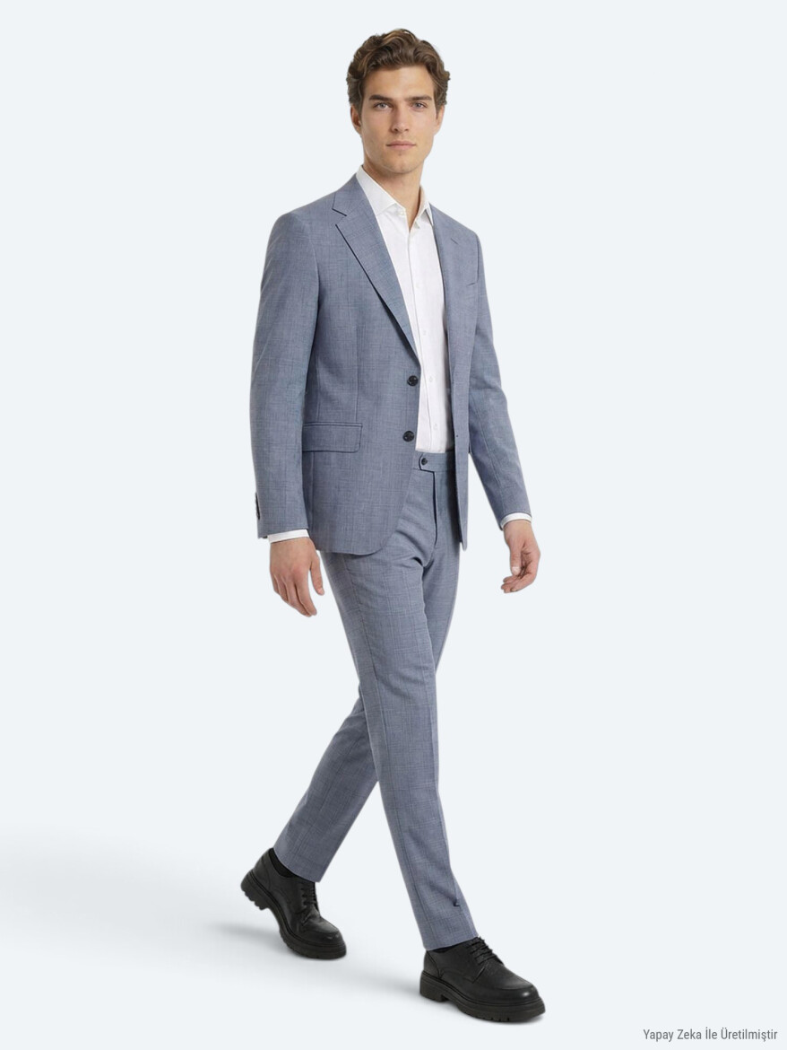 Blue Modern Fit Suit - KİP