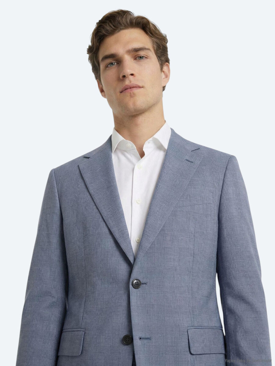 Blue Modern Fit Suit - 3