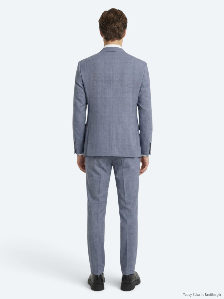 Blue Modern Fit Suit - 4