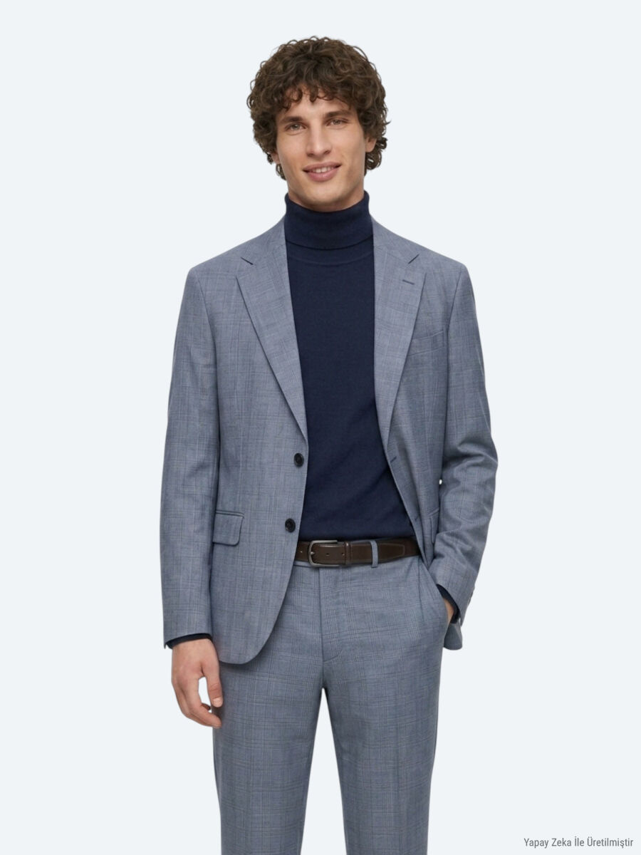 Blue Modern Fit Suit - 4