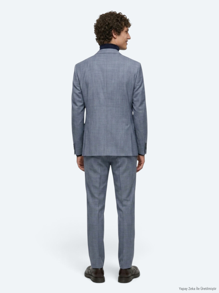 Blue Modern Fit Suit - 5