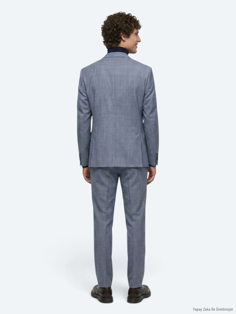 Blue Modern Fit Suit - 5