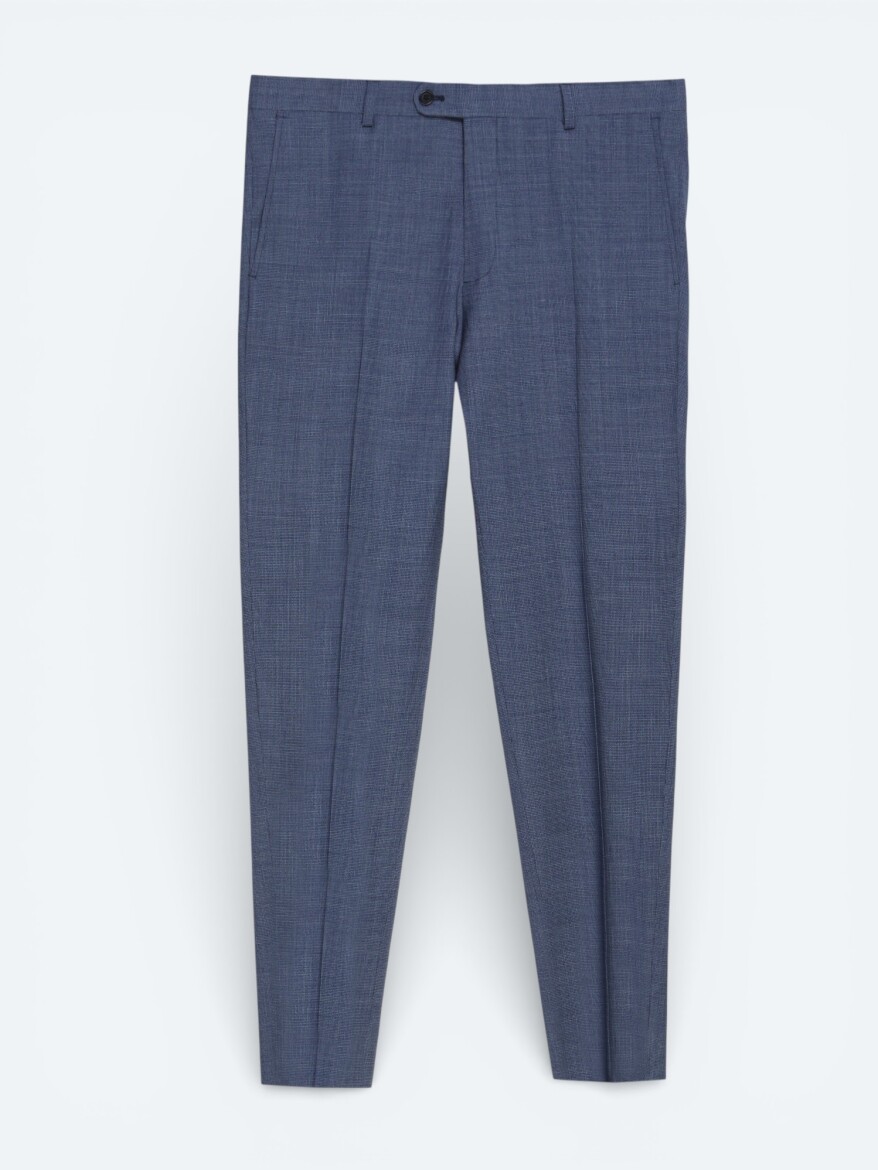 Blue Modern Fit Wool Blended Suit - 6