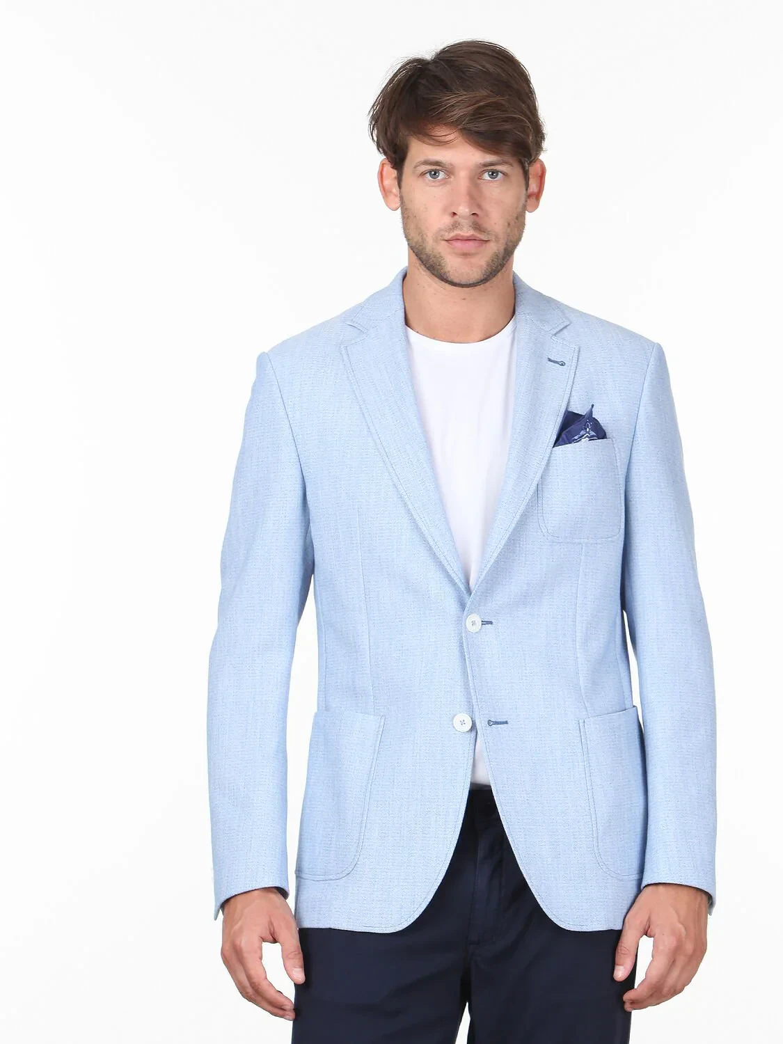 Blue Patterned Modern Fit Jacket - 2