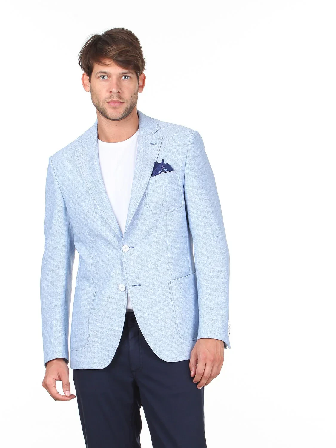 Blue Patterned Modern Fit Jacket - 3