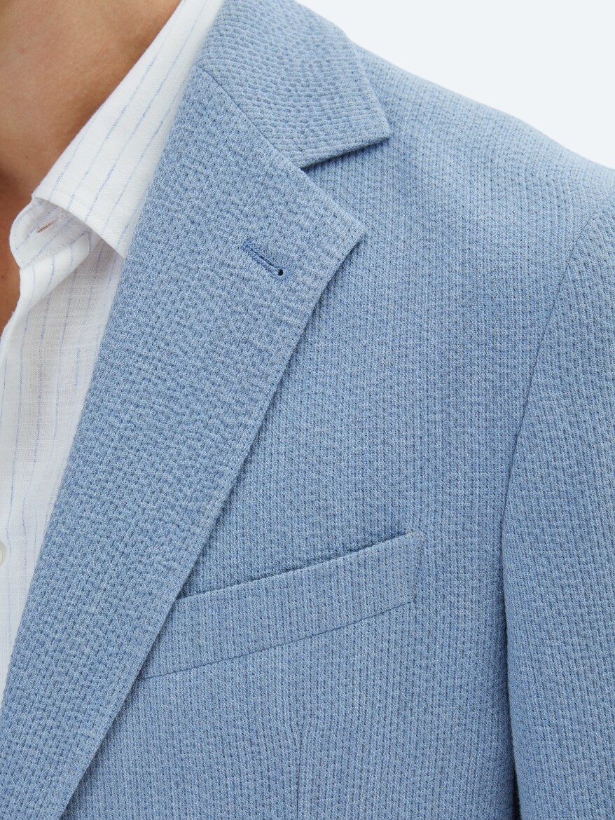 Blue Patterned Modern Fit Jacket - 5