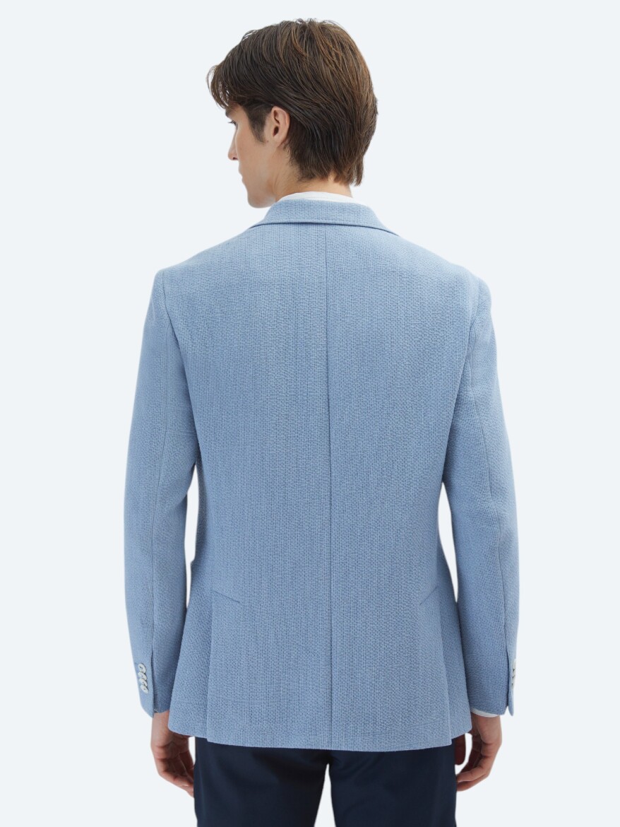 Blue Patterned Modern Fit Jacket - 6