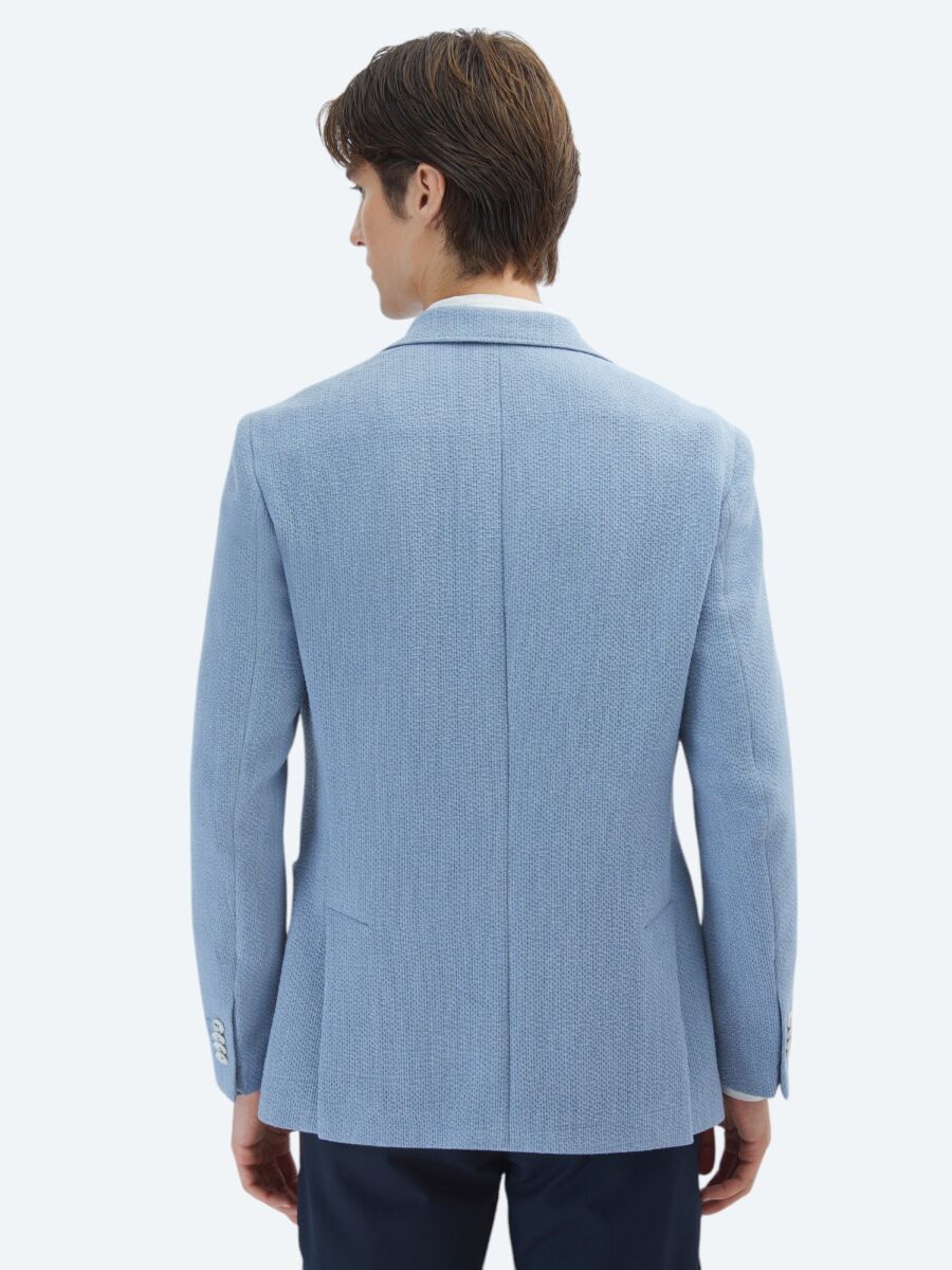Blue Patterned Modern Fit Jacket - 6