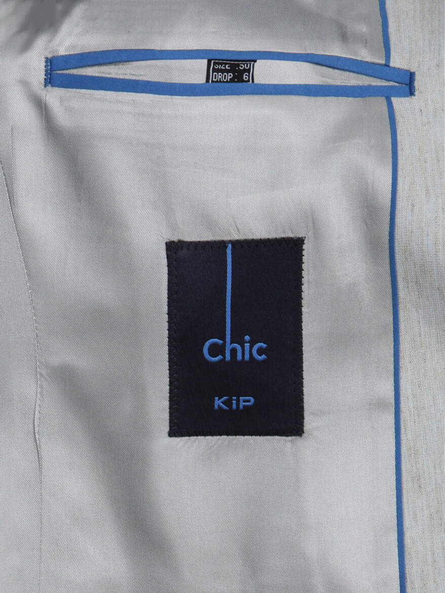 Blue Patterned Modern Fit Recycled Linen Blended Suit - 9