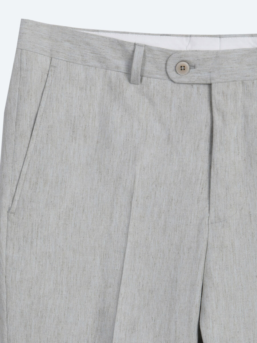 Blue Patterned Modern Fit Recycled Linen Blended Suit - 10
