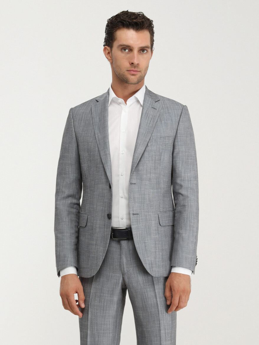 Blue Patterned Modern Fit Suit - 1