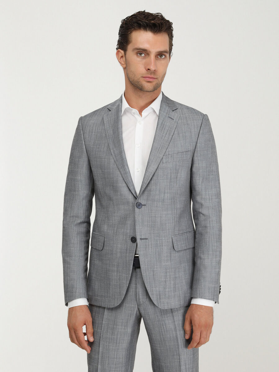 Blue Patterned Modern Fit Suit - 2