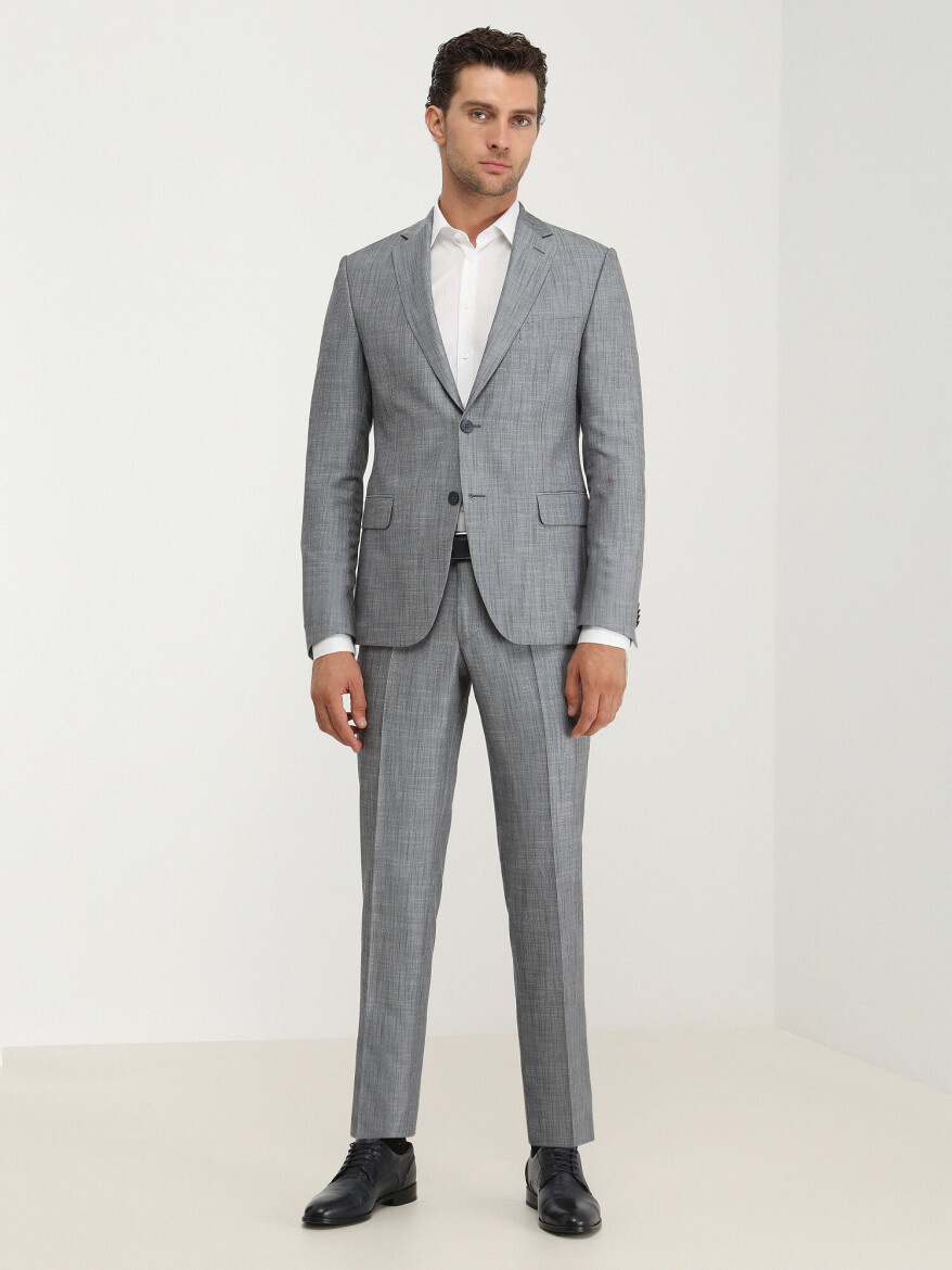 Blue Patterned Modern Fit Suit - 3