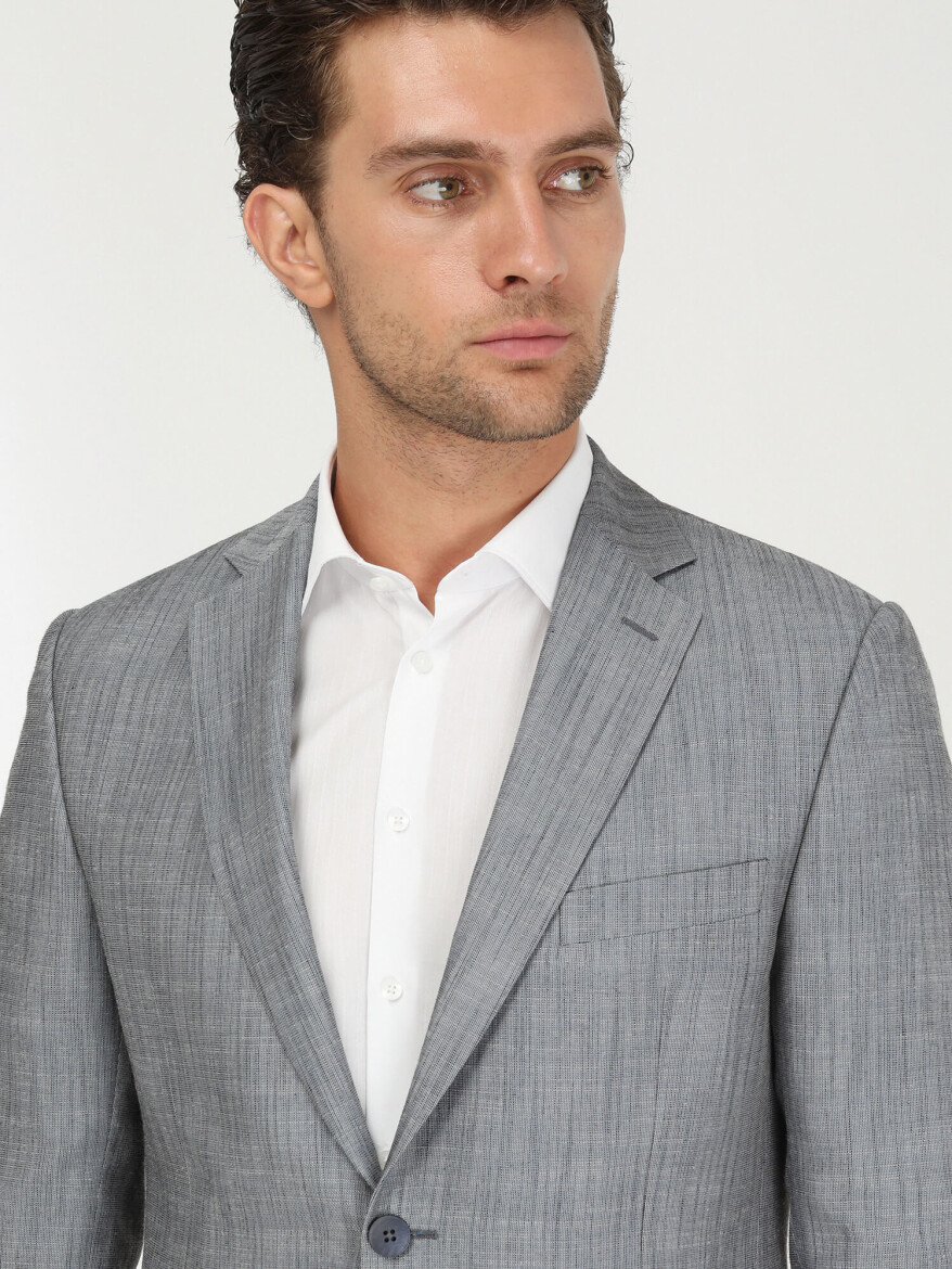 Blue Patterned Modern Fit Suit - 4