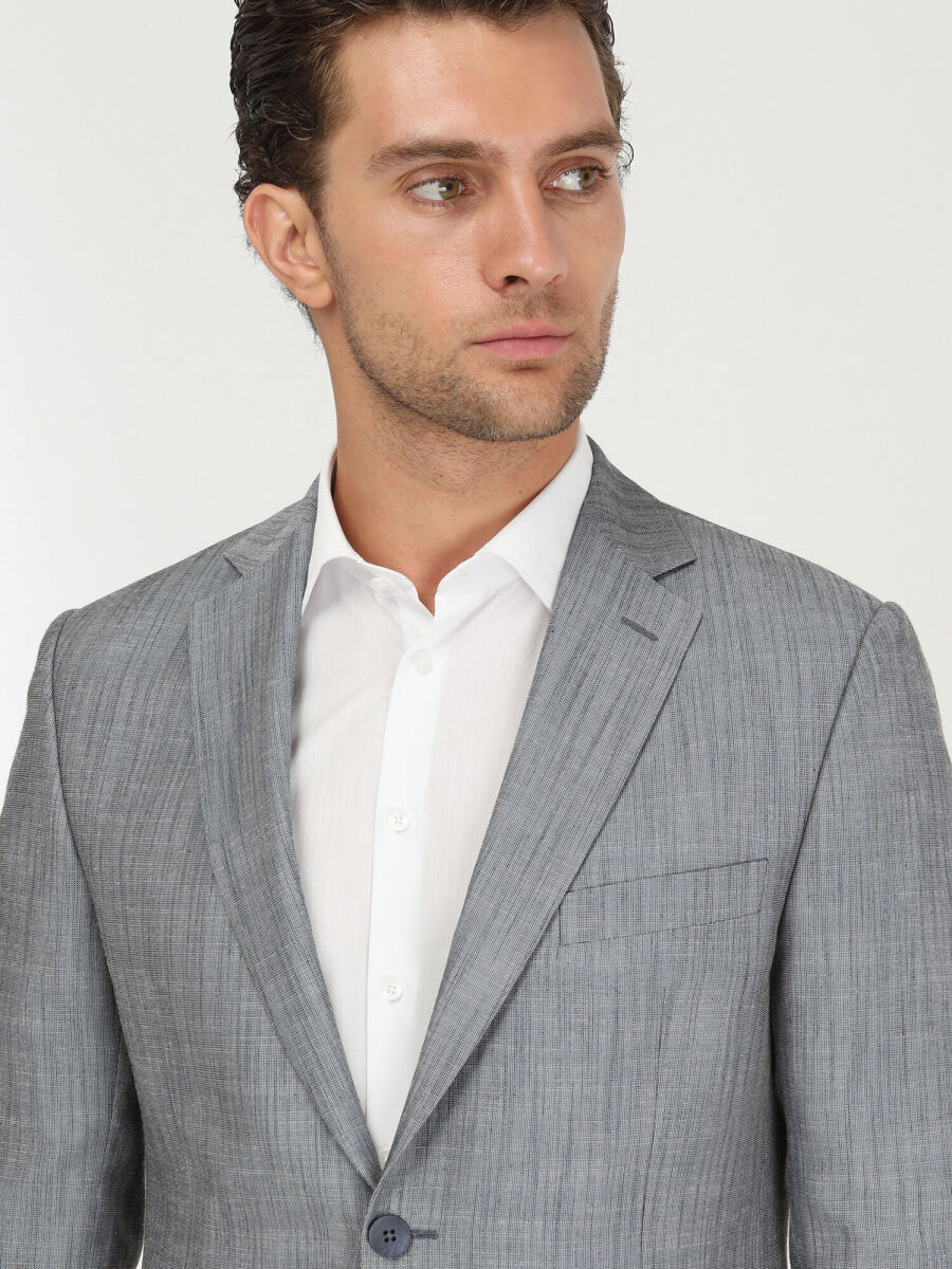 Blue Patterned Modern Fit Suit - 4