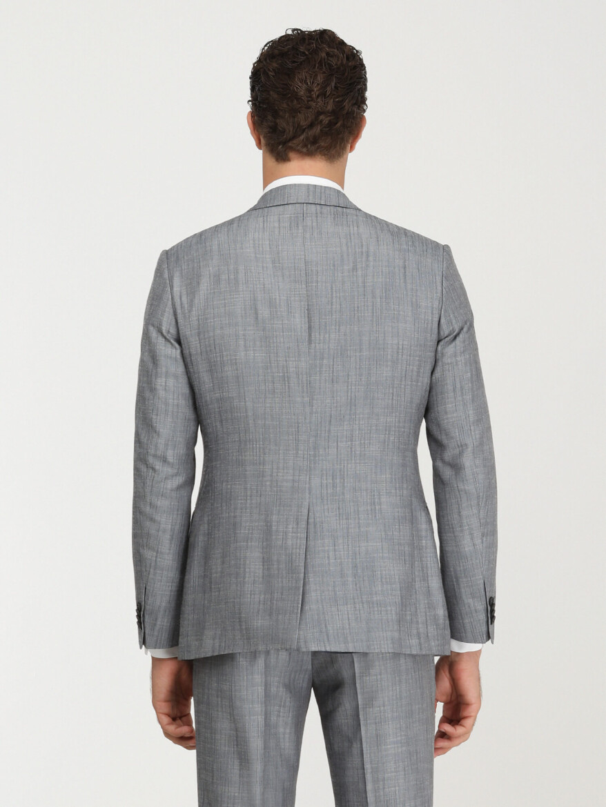 Blue Patterned Modern Fit Suit - 7