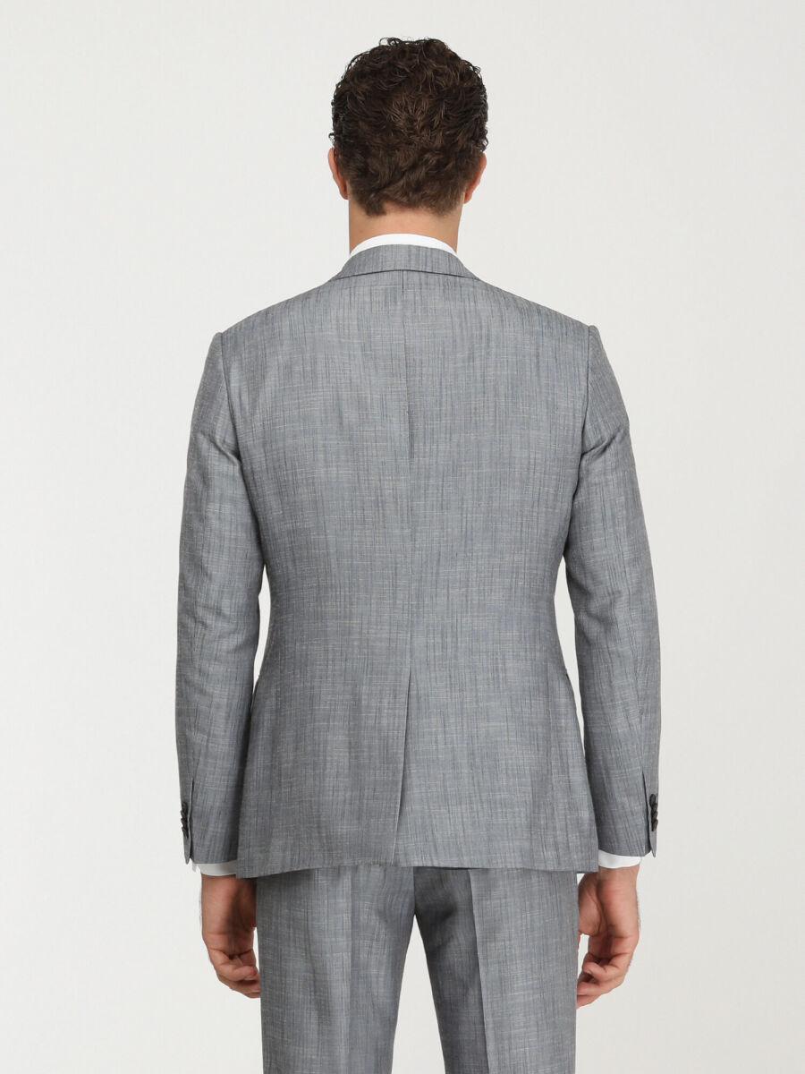 Blue Patterned Modern Fit Suit - 7